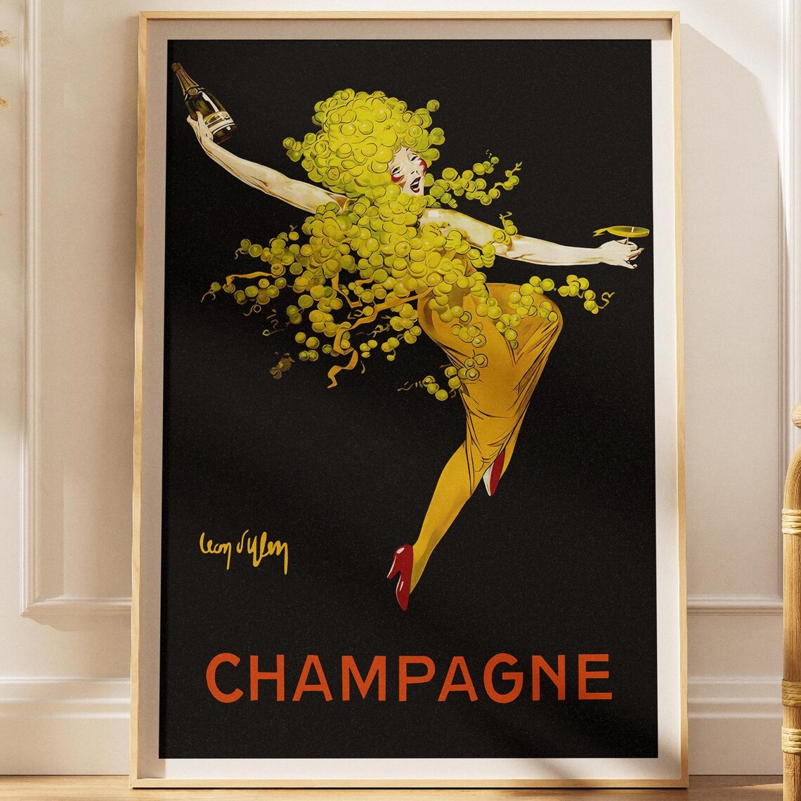 Jean d'Ylen Champagne Grape Dancer Vintage French Bubbles Poster