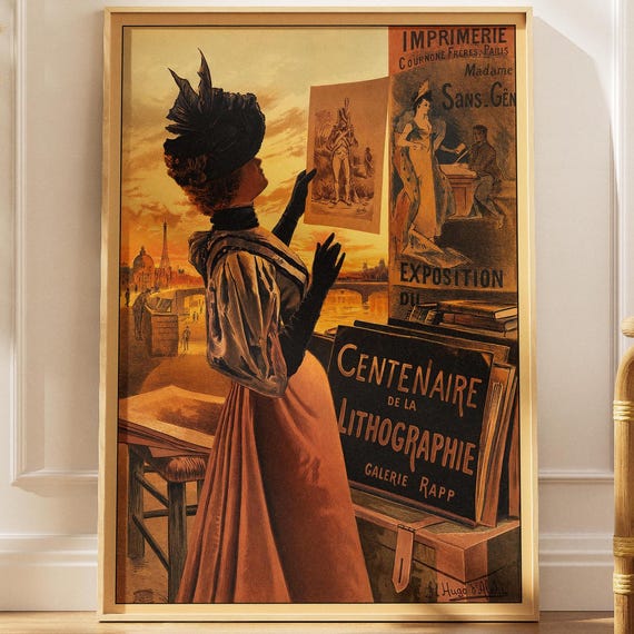 French Vintage Poster Belle Epoque Wall Decoration Paris Exhibition Print Art Nouveau Painter Decor