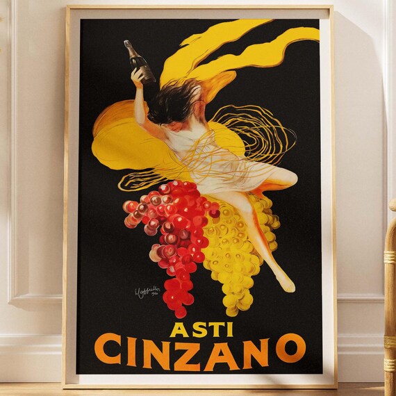 Asti Cinzano Italian Vintage Sparkling Wine Dancer Grapes Poster