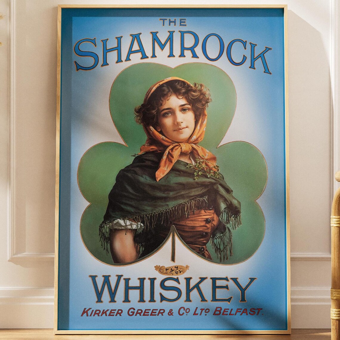 The Shamrock Whiskey Vintage Irish Pub Poster Kirker Greer Belfast Decor