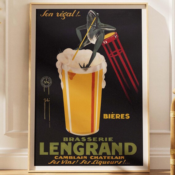 Brasserie Lengrand Frog - French Vintage Brewery Poster