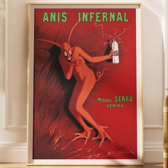 Anis Infernal Vintage Spanish Drink Red Devil Bar Art Poster