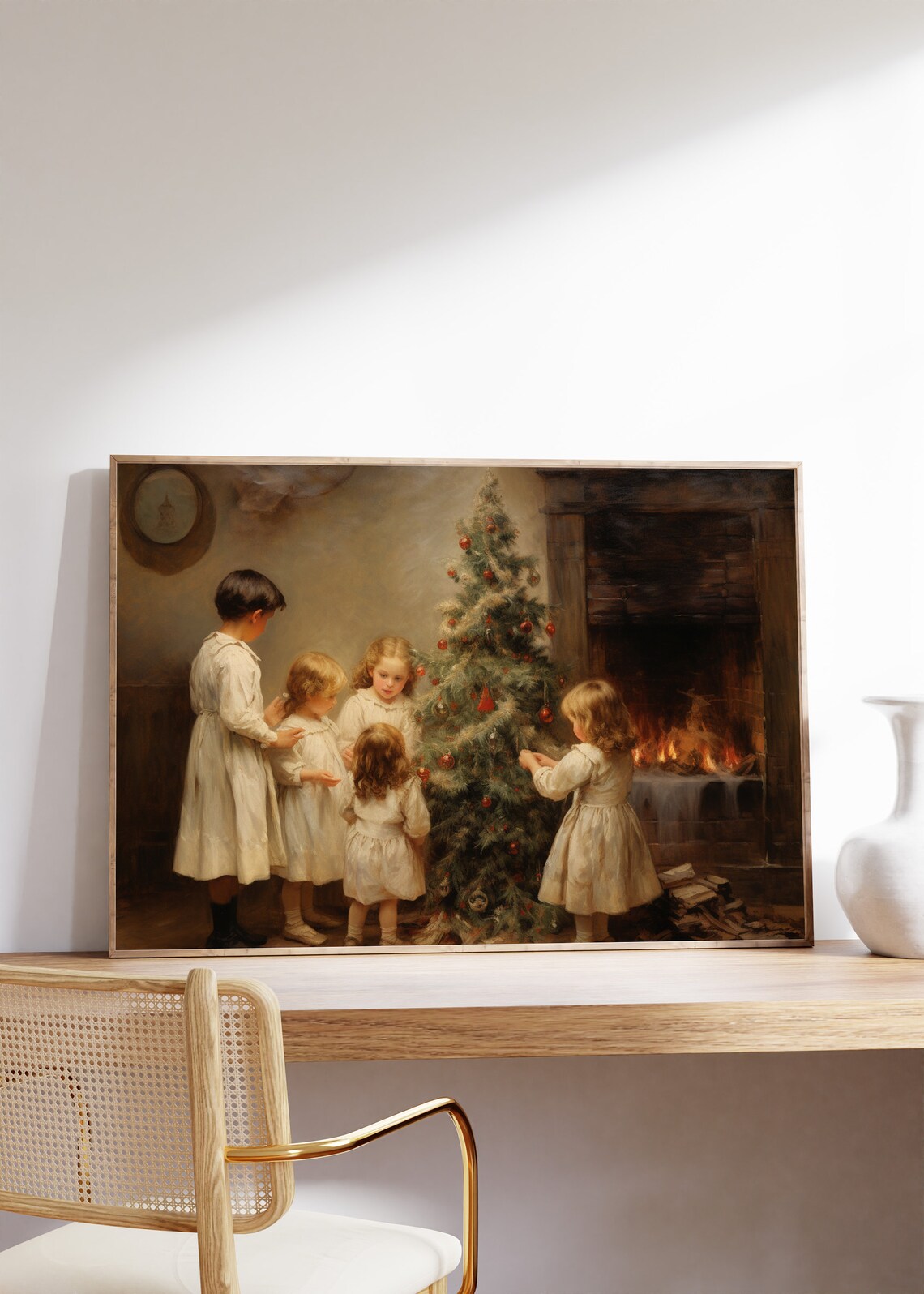 Children Around The Christmas Tree Vintage Christmas Print Christmas Wall Art Christmas Kids Room Wall Art Christmas Kids Room Decor - Image 5