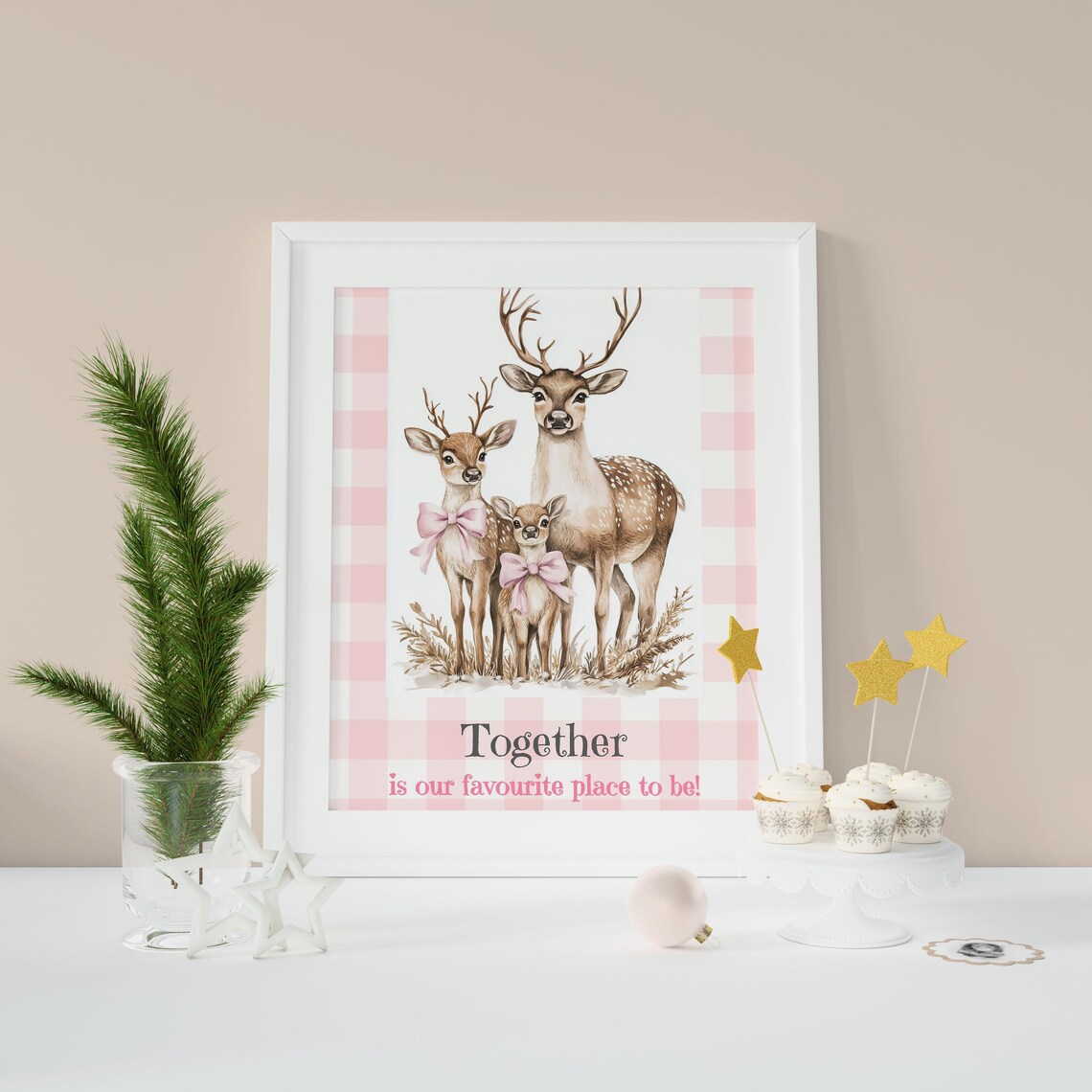 Christmas Reindeer Family Gift, Whimsical Winter Art Print - Image 6