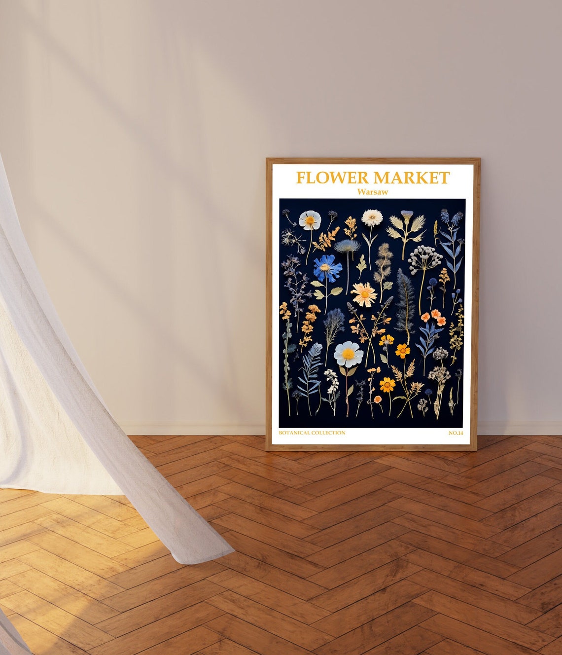 Warsaw Flower Market Navy Wildflower Botanical Collection Poster - Image 3