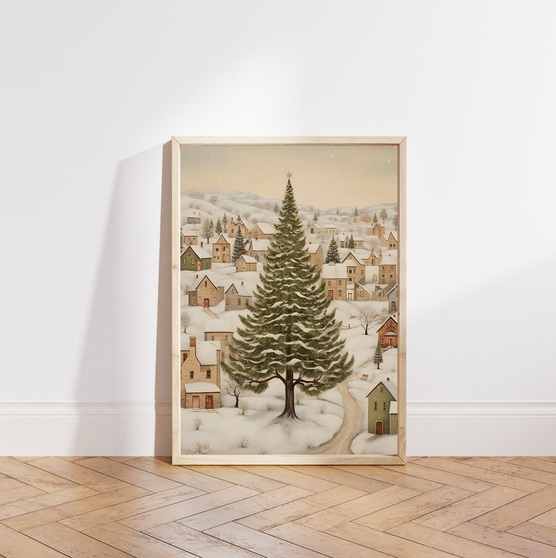 Vintage Christmas Town Art Print, Cottagecore Decor - Image 5