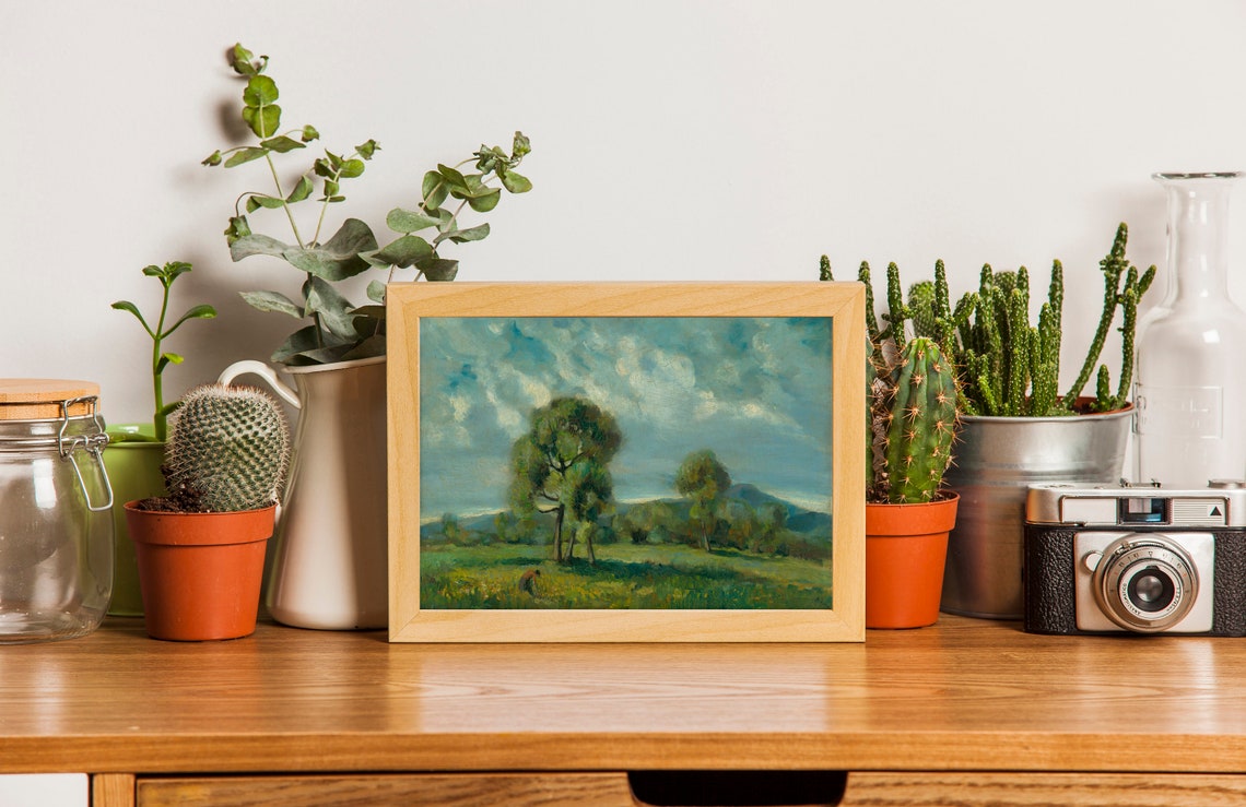 Vintage Landscape Country Painting Cottage Painting Farmhouse Decor Vintage Landscape Painting Vintage Country Art - Image 2