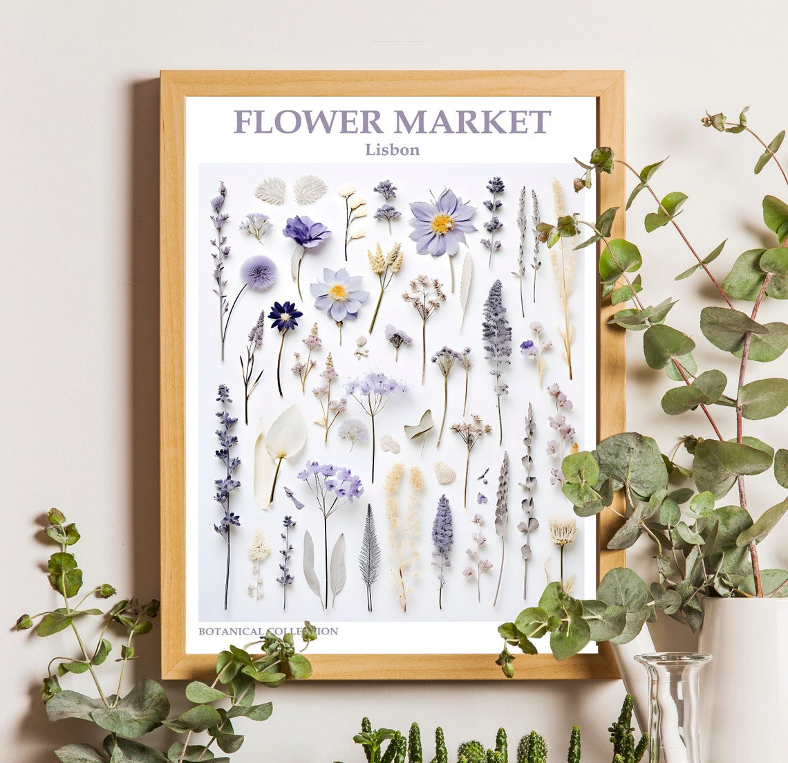 Lisbon Flower Market Lavender Purple Pressed Wildflower Poster