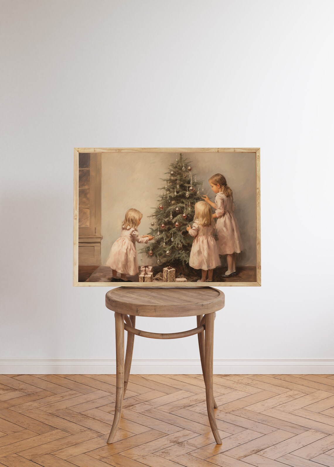 Children and Christmas Tree Vintage Christmas Print - Image 7