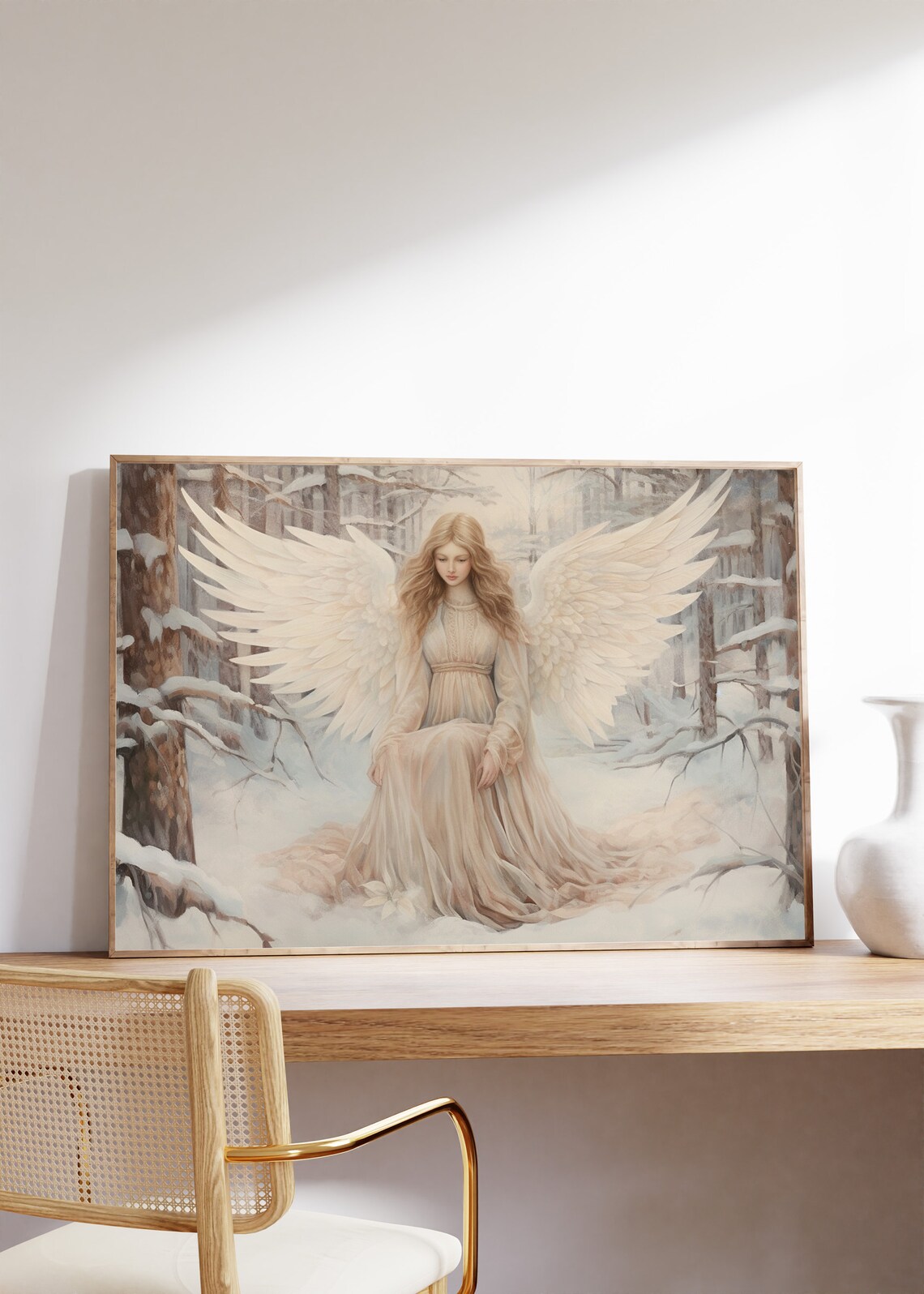 Vintage Angel Art Print, Christmas Winter Angel - Image 5