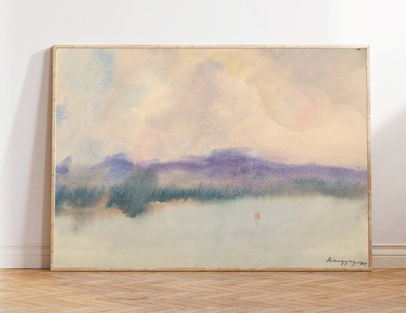 Watercolor Landscape Minimalist Watercolor Horizontal Wall Art Watercolour Neutral Watercolor Landscape