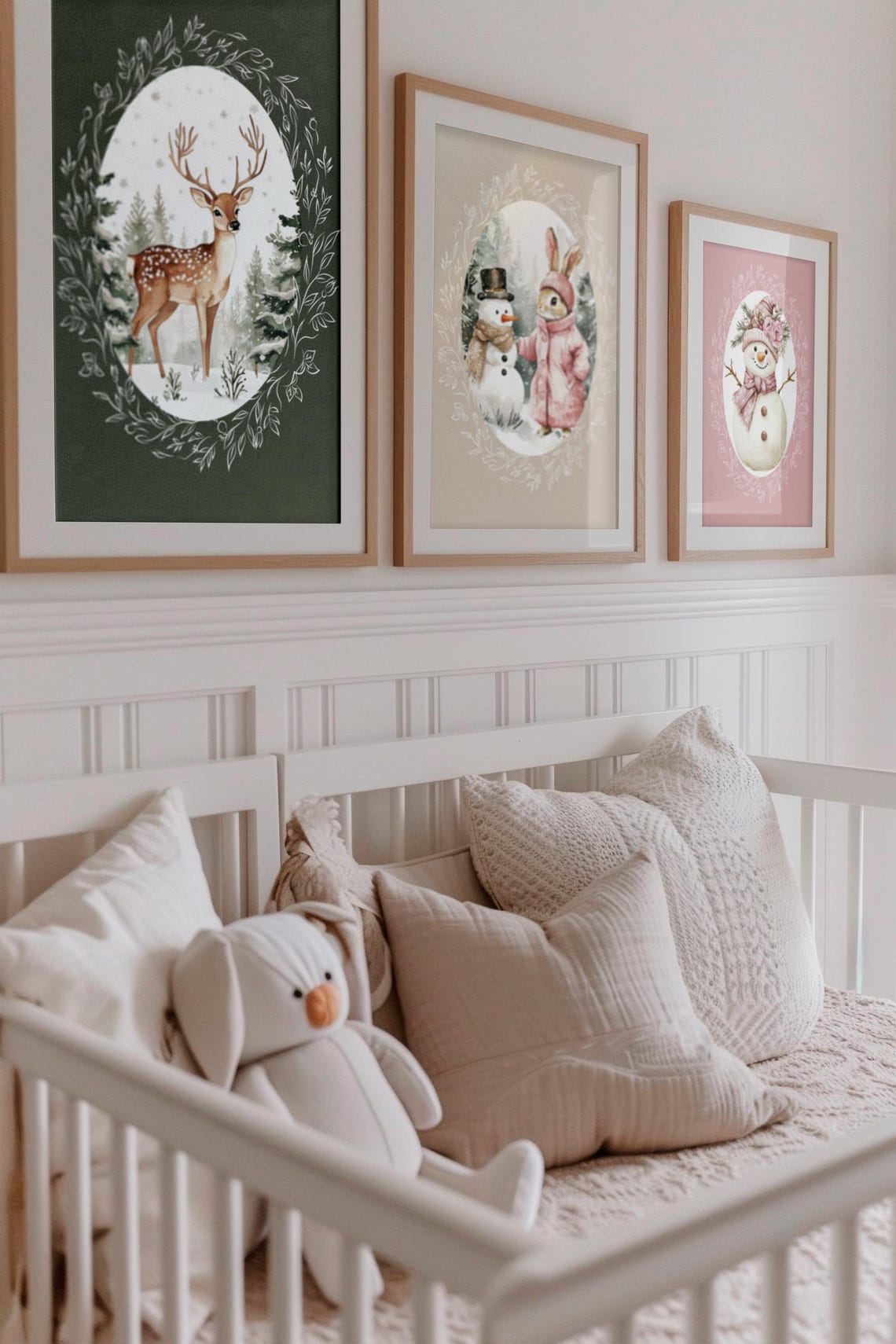 Cute Winter Deer Snowy Forest Oval Christmas Home Decor Poster - Image 5