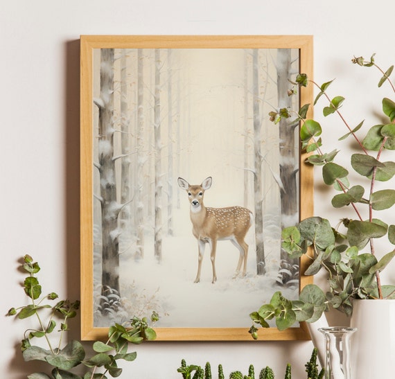 Little Fawn Baby Deer Art Print, Cottagecore Decor