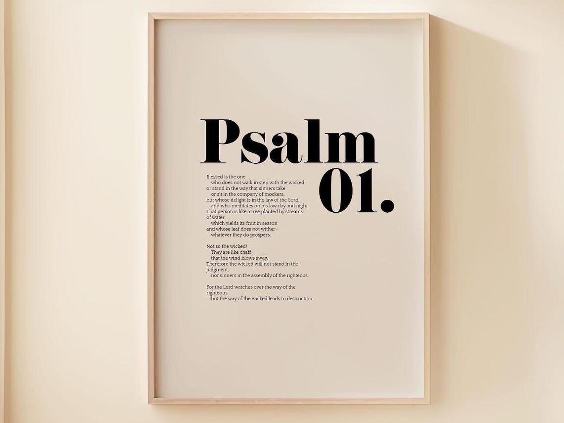 Niv Psalm 1 Bible Verse Wall Art Christian Modern Scripture Poster Psalm Quotes Popular Psalms Blessed Is The Man