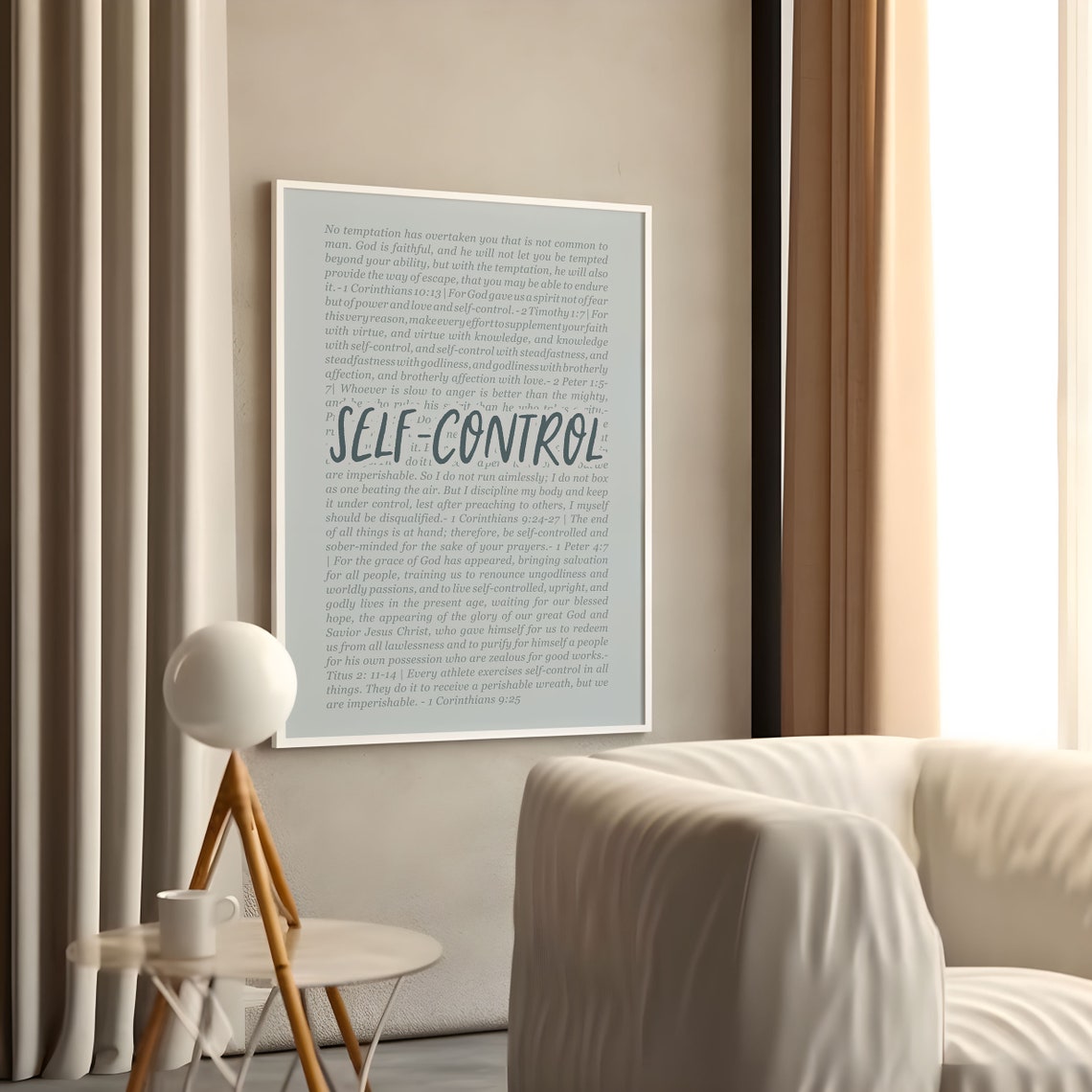 Self Control Fruit Of The Spirit Bible Verse Artwork Scripture Christian Poster Nursery Home Decor Instant Print - Image 5