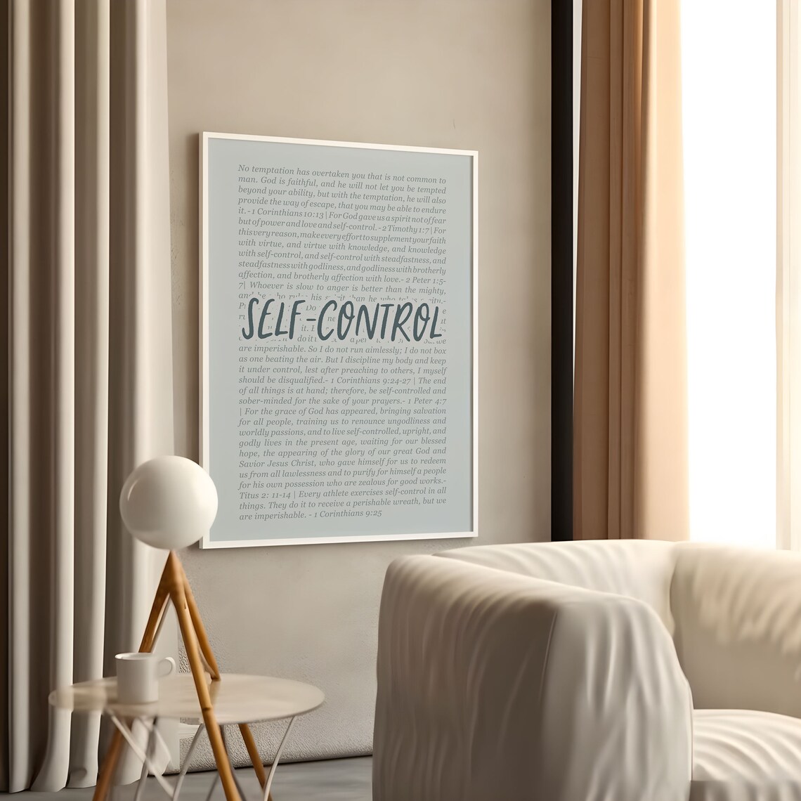 Self-Control Fruit Of The Spirit Bible Verse Poster Nursery Decor Faith - Image 5