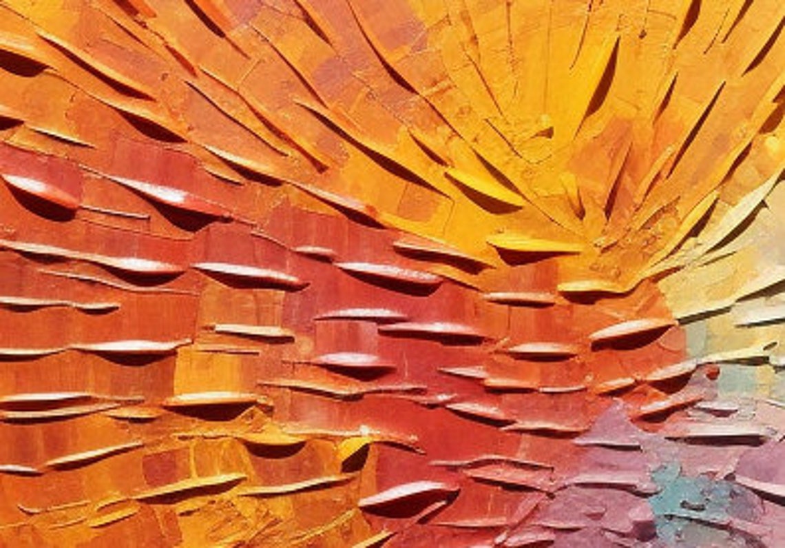 Radiant Sunrise Burst Palette Knife Abstract Texture Art Poster - Image 6