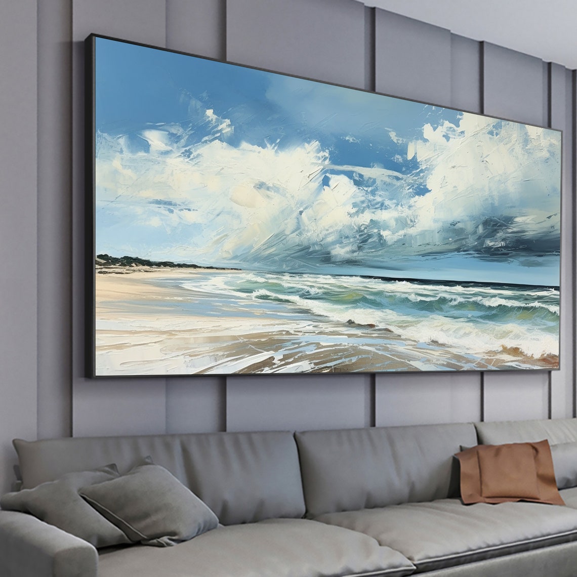 Dramatic Cloud Seascape Blue Ocean Waves Coastal Scene Poster - Image 6