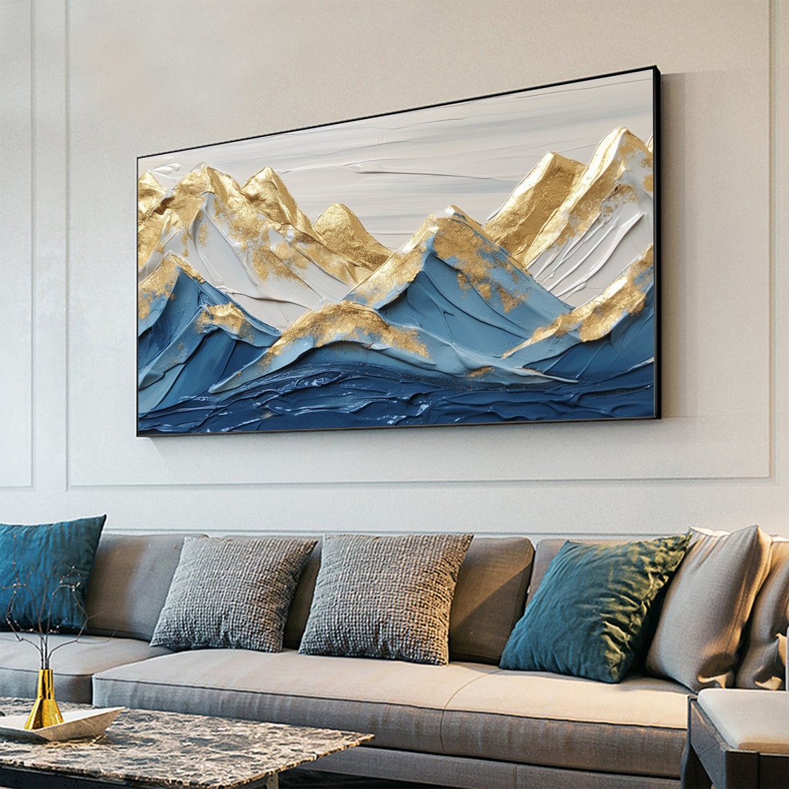 Large Original Mountains Oil Painting On Wall Art Abstract Golden Landscape Painting Custom Painting Living Room Wall Decor - Image 7