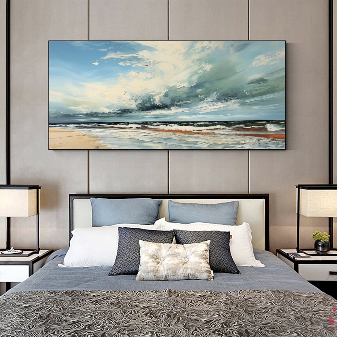 Abstract Blue Ocean Seascape Oil Painting Wall Art Print - Image 5
