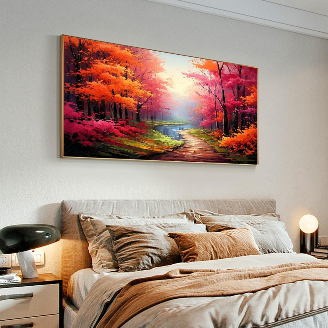 Colorful Forest Landscape Oil Painting On Large Wall Art Original Abstract Tree Wall Art Nature Art Custom Painting Bedroom Decor - Image 7
