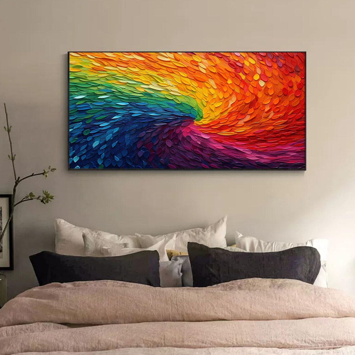 Rainbow Swirl 3D Palette Knife Abstract Texture Oil Painting Poster - Image 7