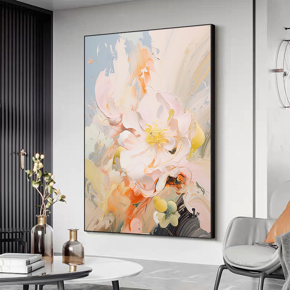Minimalist Pink Flower Oil Painting, Modern Wall Art Print - Image 6