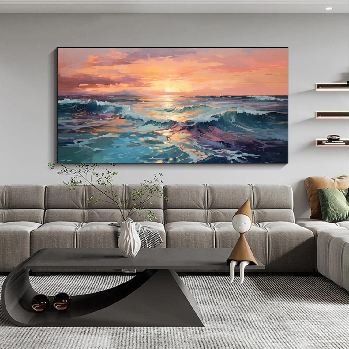 Lavender Sunset Ocean Waves Pastel Glow Seascape Artwork Poster - Image 5
