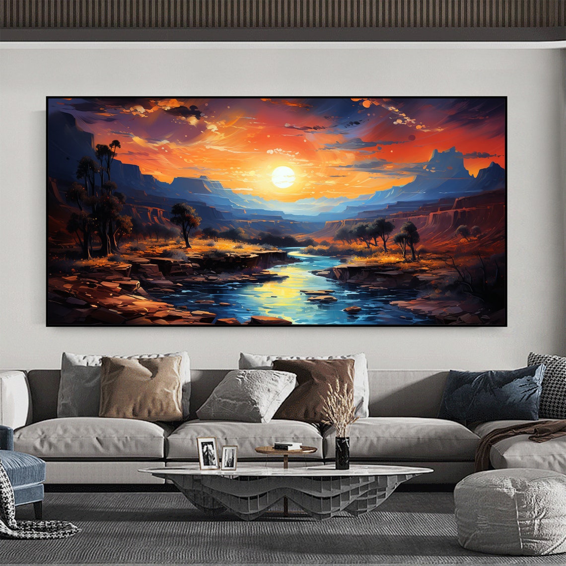 Red Rock Canyon Sunset River Golden Sun Desert Valley Poster - Image 2