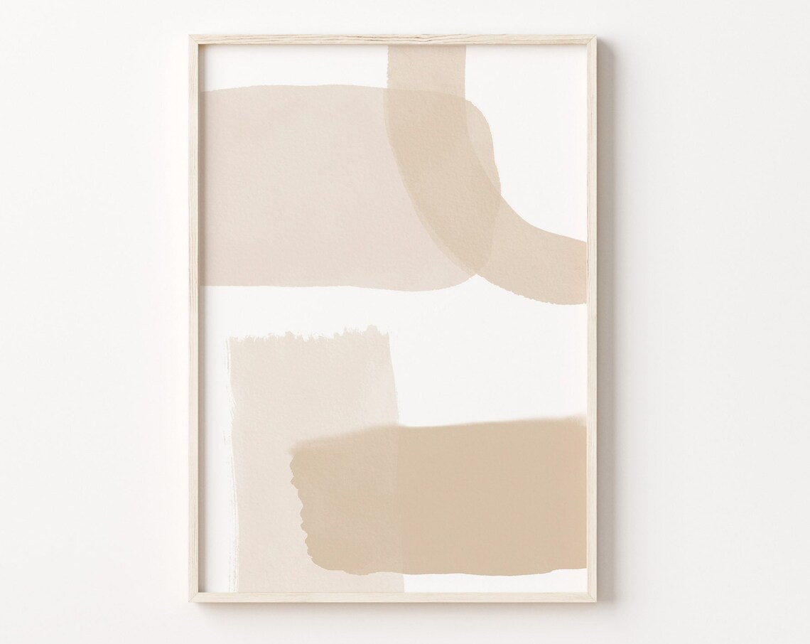 Beige Brushstroke Blocks Abstract Minimalist Modern Wall Art