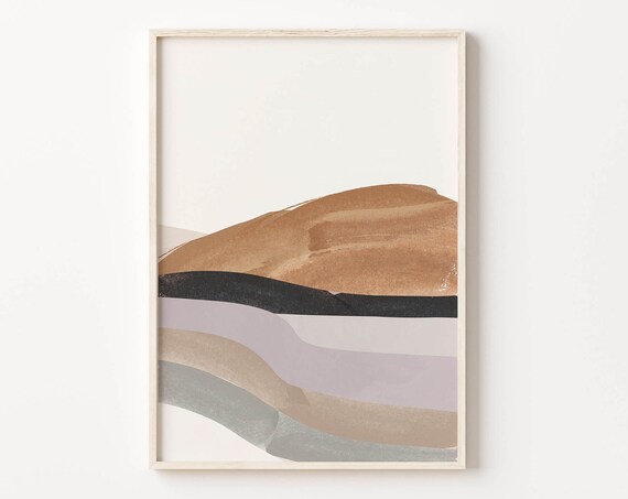 Landscape Painting Print Mountain Print Watercolor Art Print Neutral Desert Boho Decor Minimalist Print Wall Art