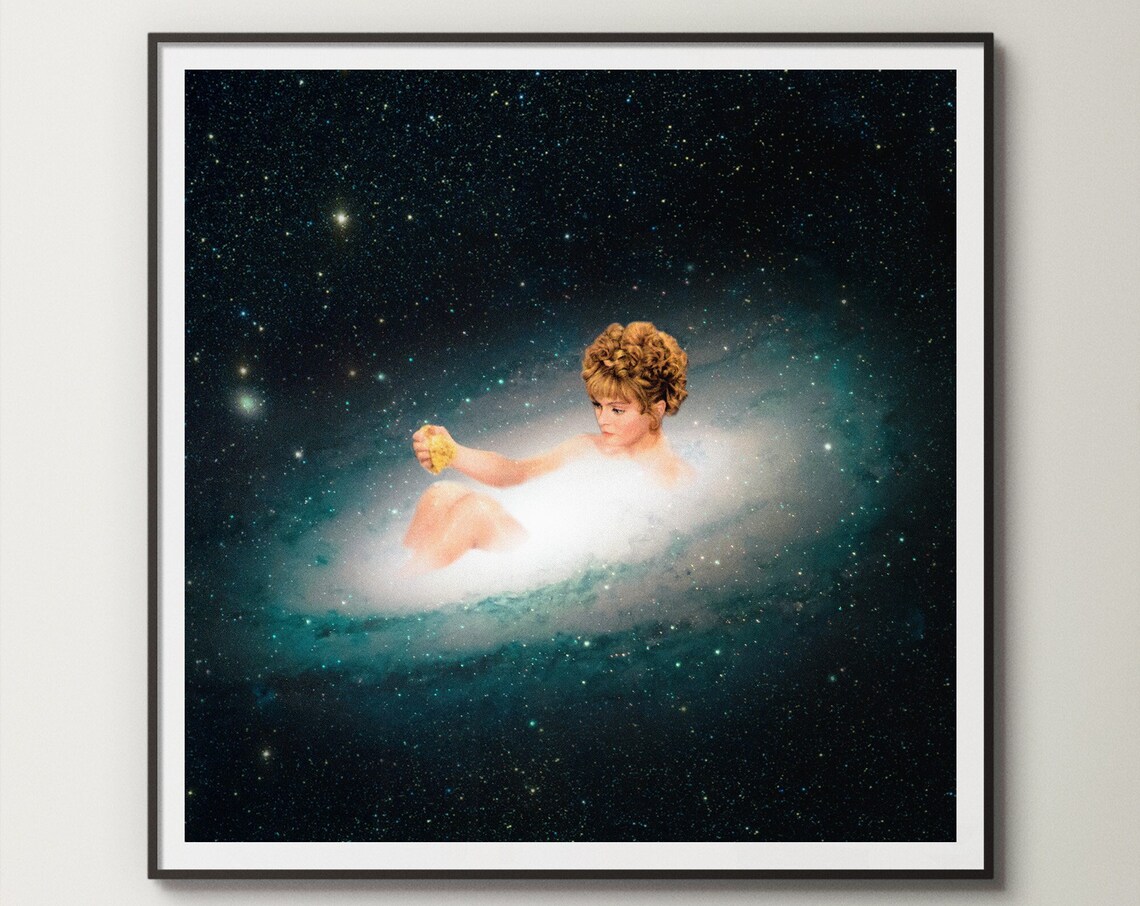 Star Bathing Vintage Collage Cosmic Art Print