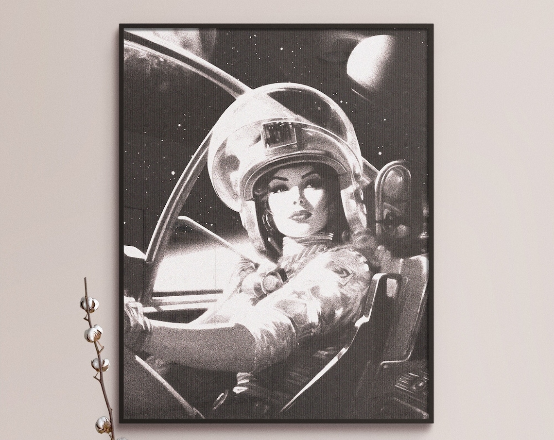 Next Stop Mars Retro Futurism Space Travel Poster