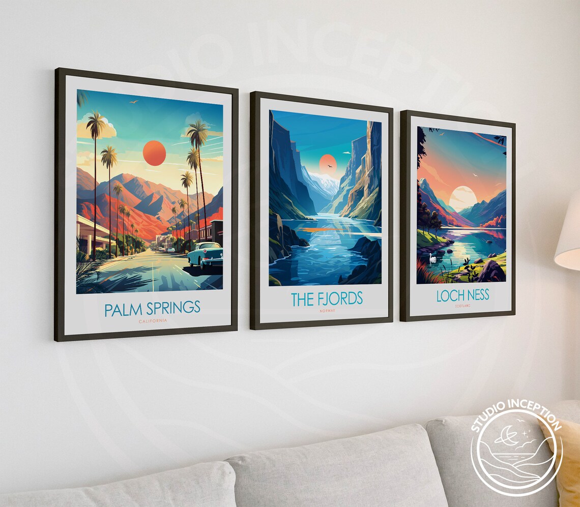 Palm Springs California Palm Tree Street Mountain Sunset Poster - Image 3