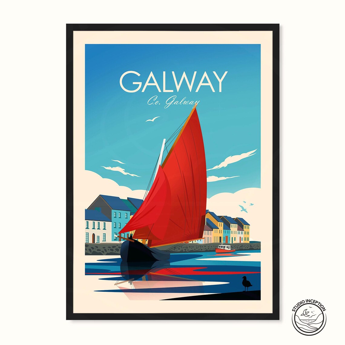 Galway Travel Poster, Irish City Art Print