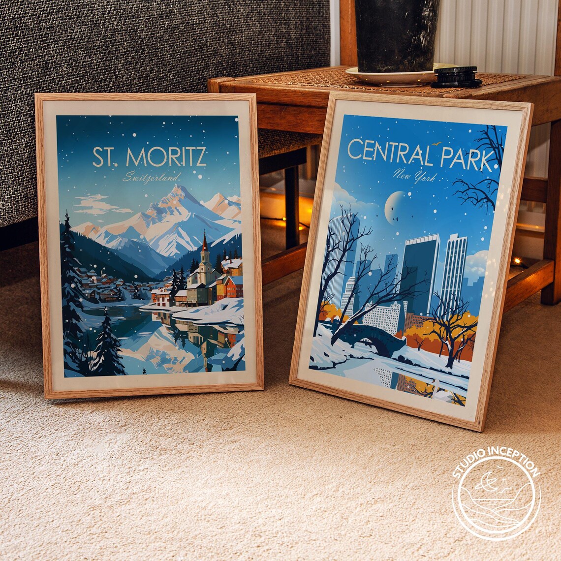 St Moritz Switzerland Snowy Alps Village Winter Travel Poster - Image 2
