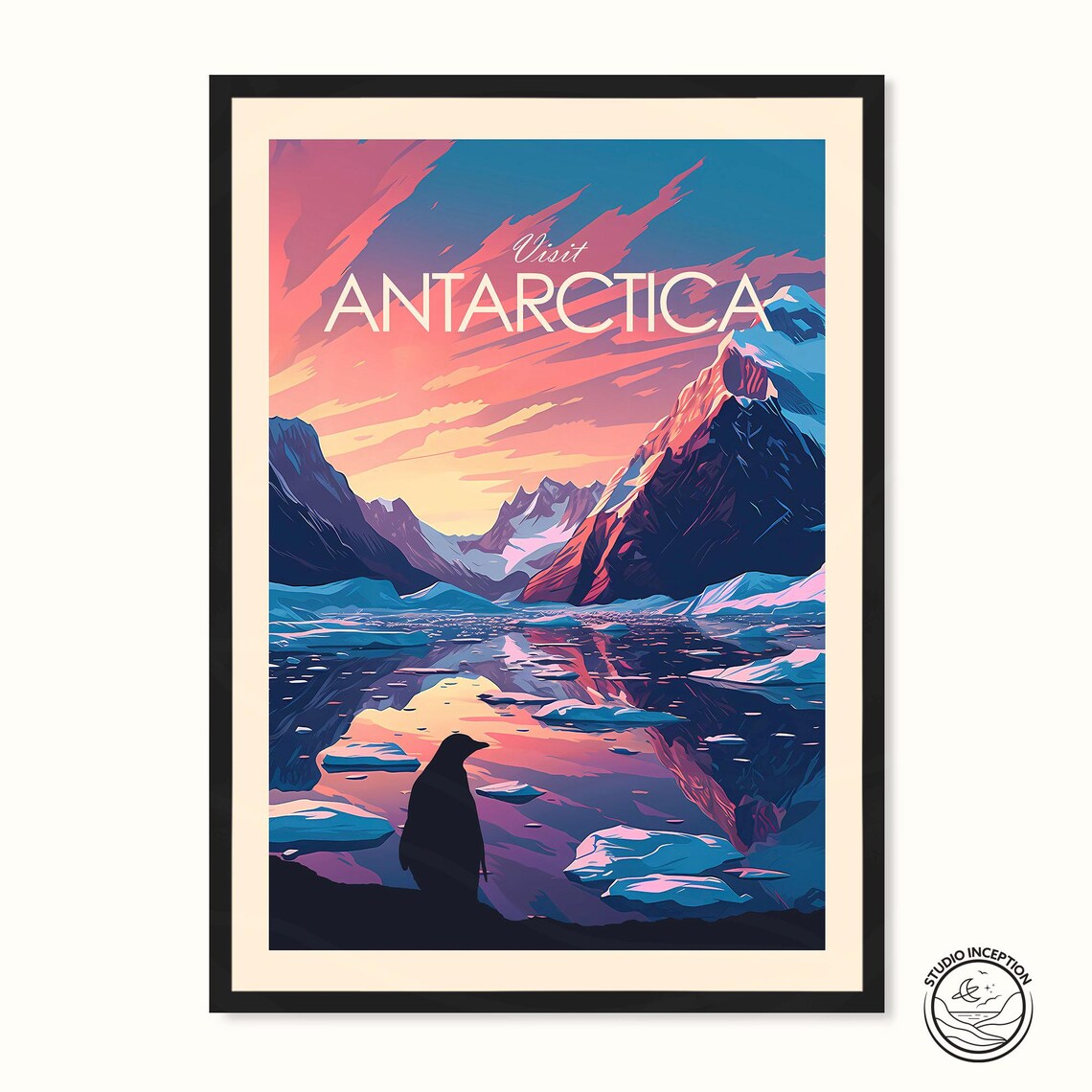 Antarctica Traditional Travel Poster Art Print