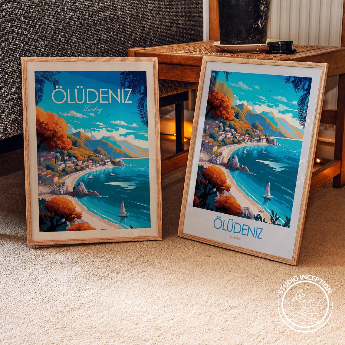 Oludeniz Turkey Turquoise Coast Sailboat Beach Travel Poster - Image 3