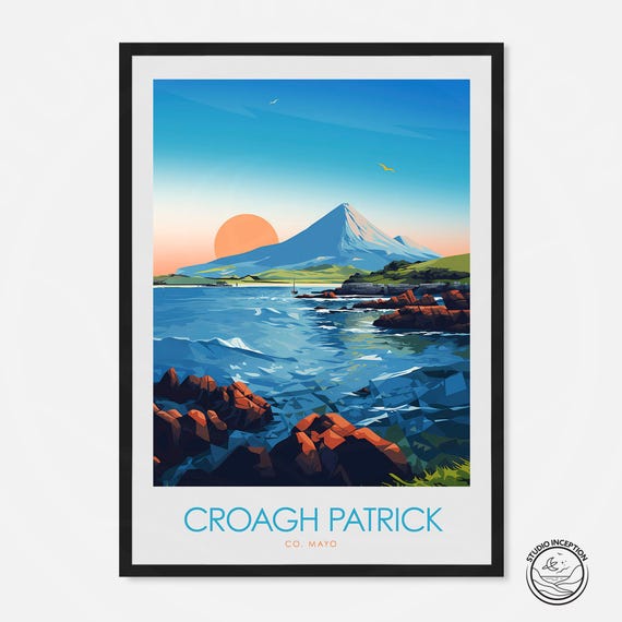 Croagh Patrick Ireland Travel Poster, Wall Art Print