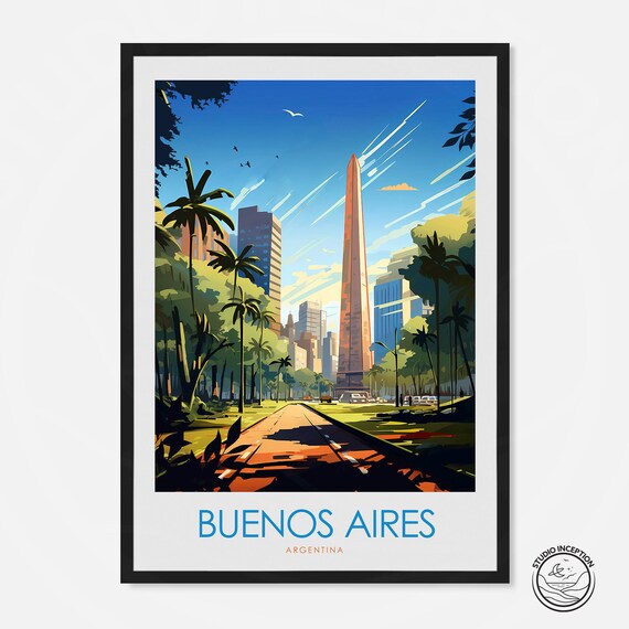Buenos Aires Argentina Obelisk Landmark Minimal Travel Poster