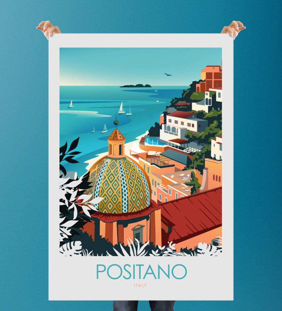 Positano Italy Travel Print Amalfi Coast Poster - Image 2