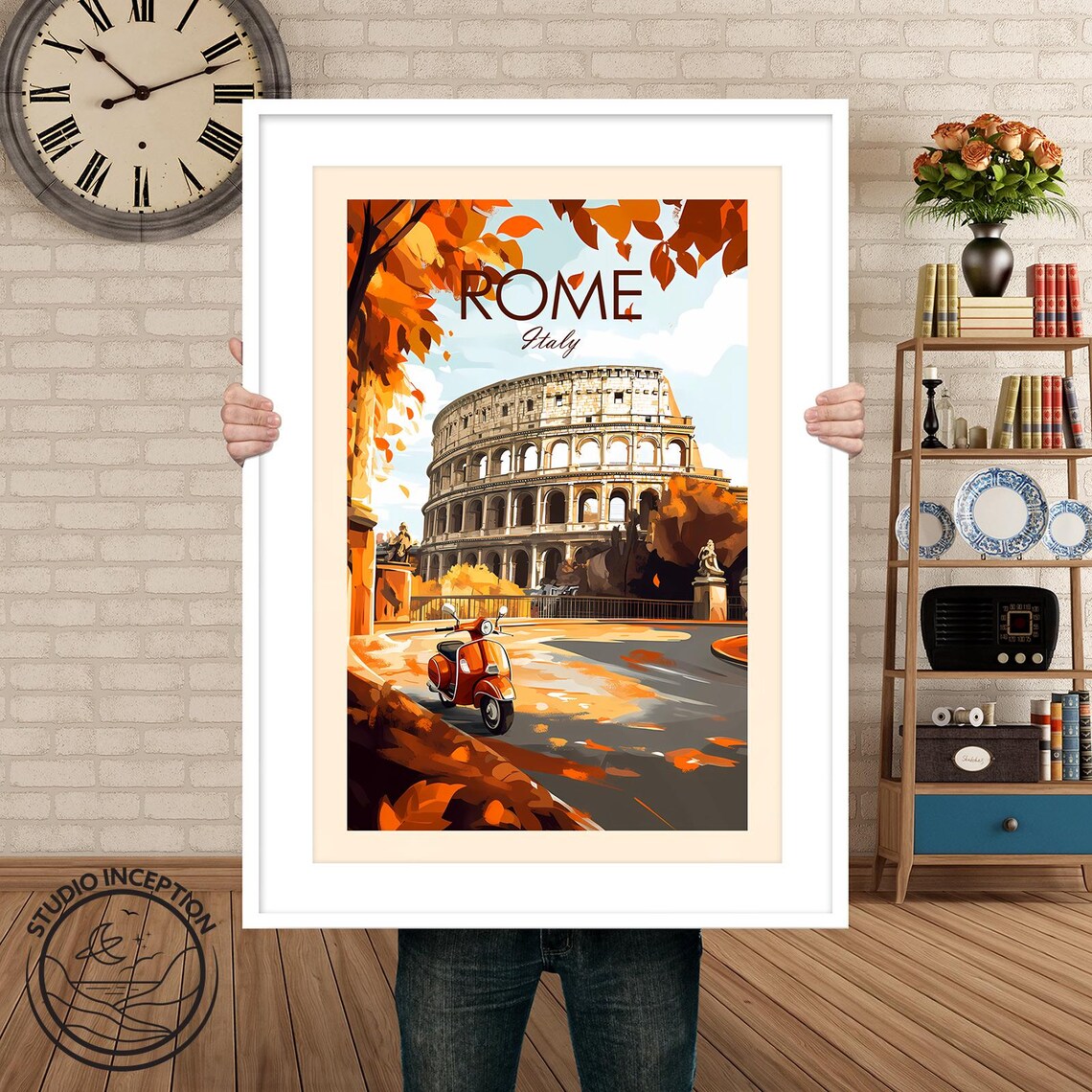 Rome Italy Travel Poster, Colosseum Custom Text - Image 2