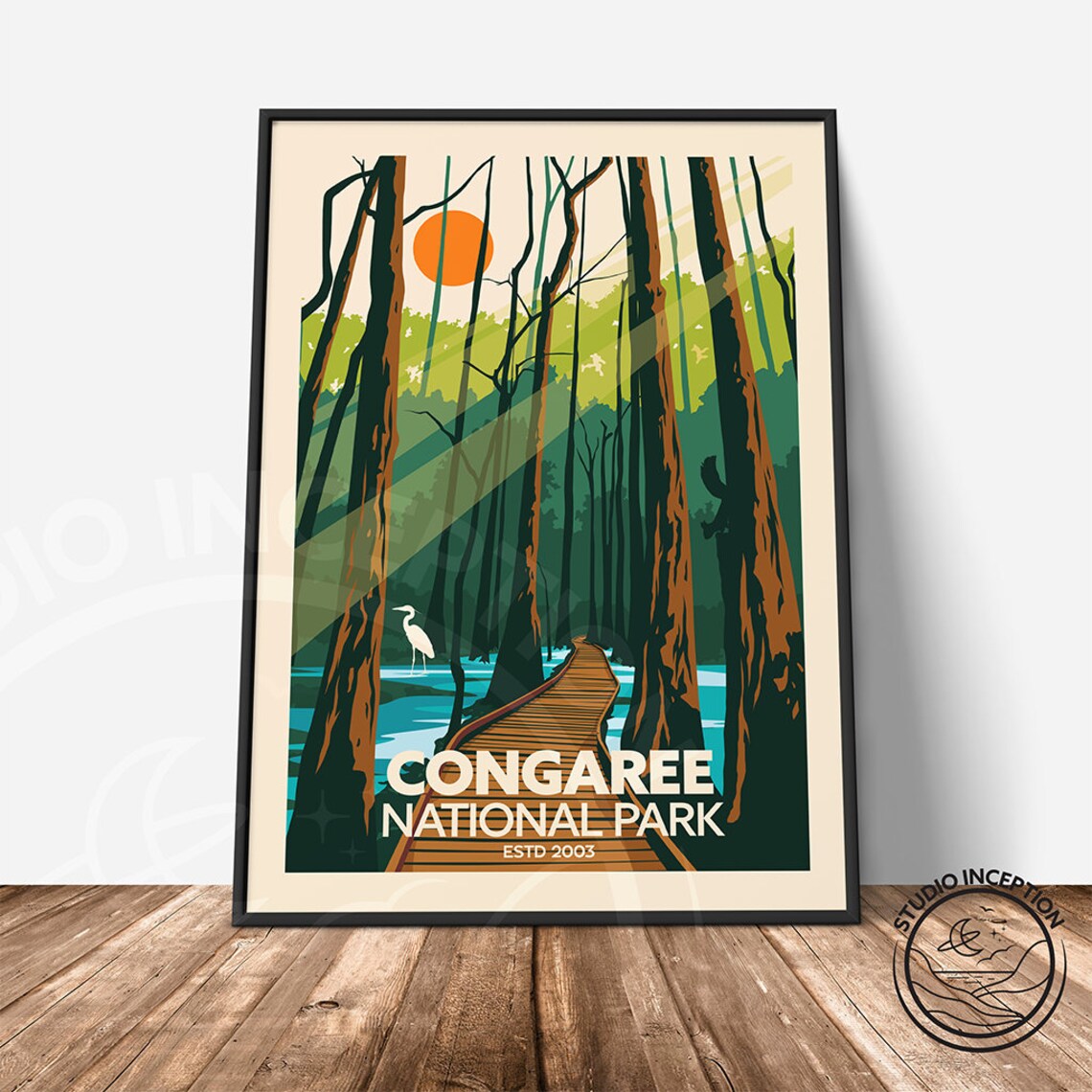 Congaree National Park Vintage Travel Poster, Travel Poster - Image 3
