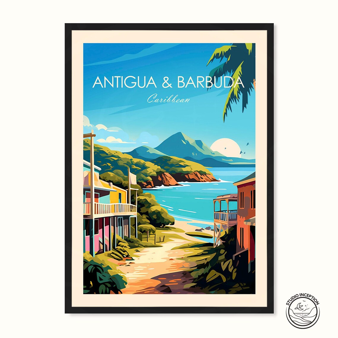Antigua and Barbuda Travel Print, Caribbean Poster
