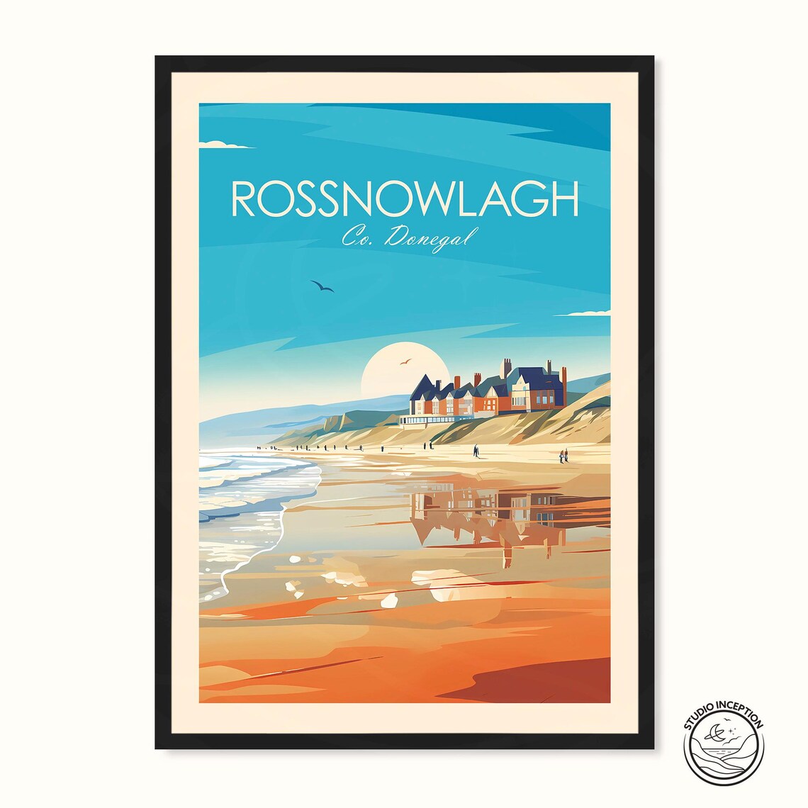 Rossnowlagh Traditional Travel Poster, Ireland Wall Art