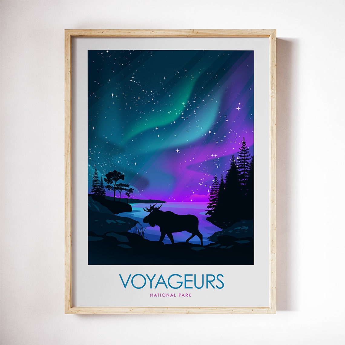 Voyageurs National Park Minnesota Moose Aurora Vintage Travel Poster - Image 3