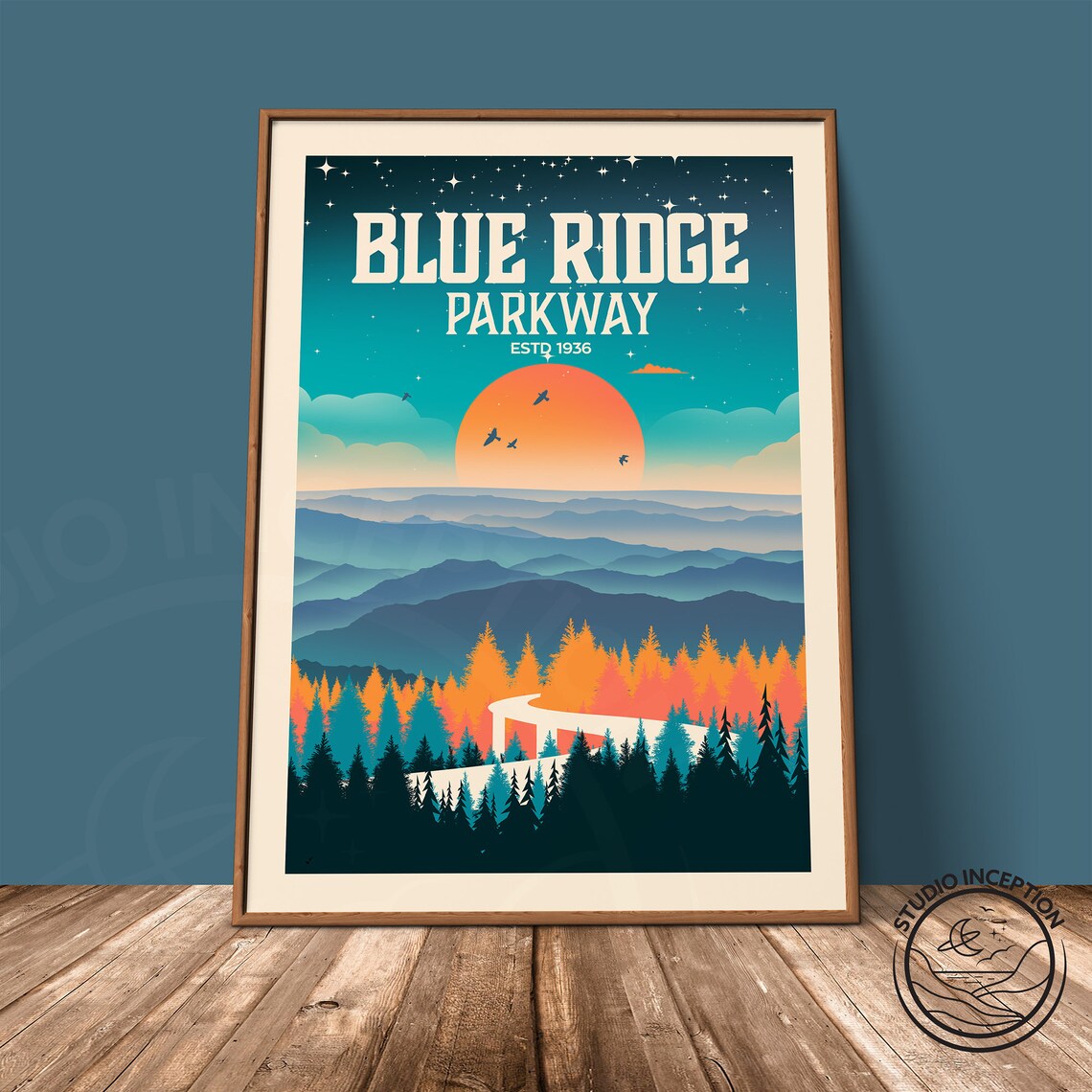 Blue Ridge Parkway Minimalist Mountain Travel Poster - Image 2