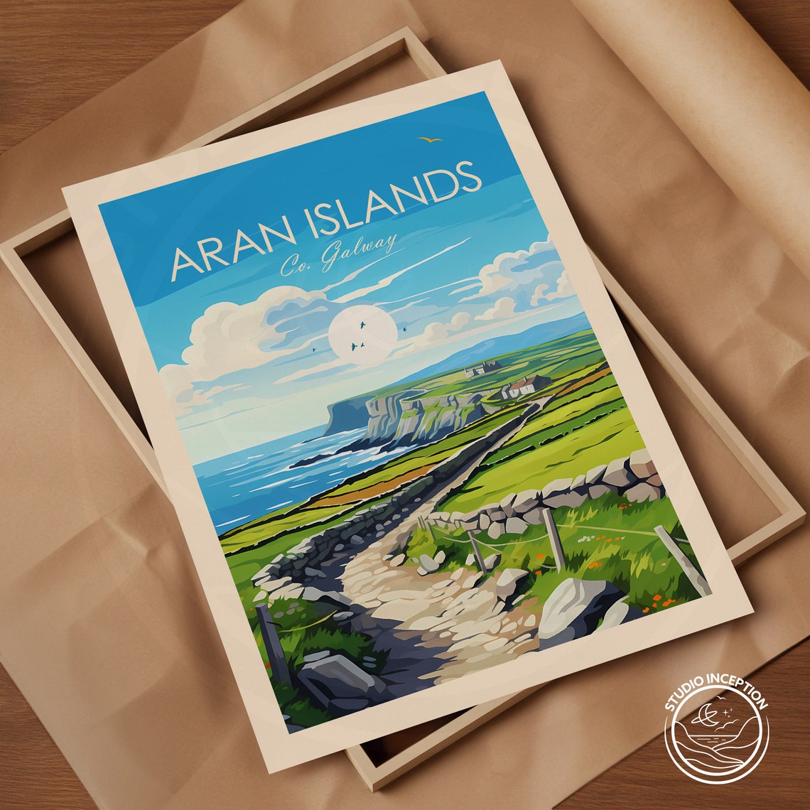Aran Islands County Galway Ireland Stone Walls Cliffs Travel Poster - Image 2