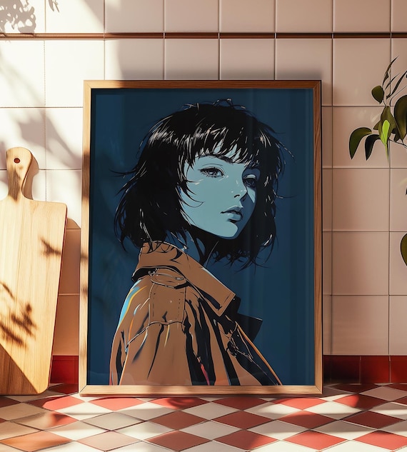 Trenchcoat Anime Girl, Steampunk Cyberpunk Portrait