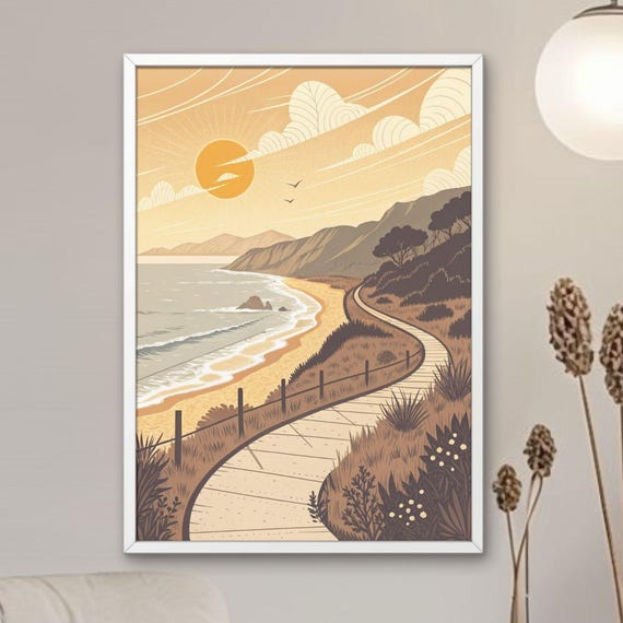 Walkways Walking Trailsprintable Wall Artcoastal Cottage Decorbeach House Decorcountry Printnature Illustration Nature